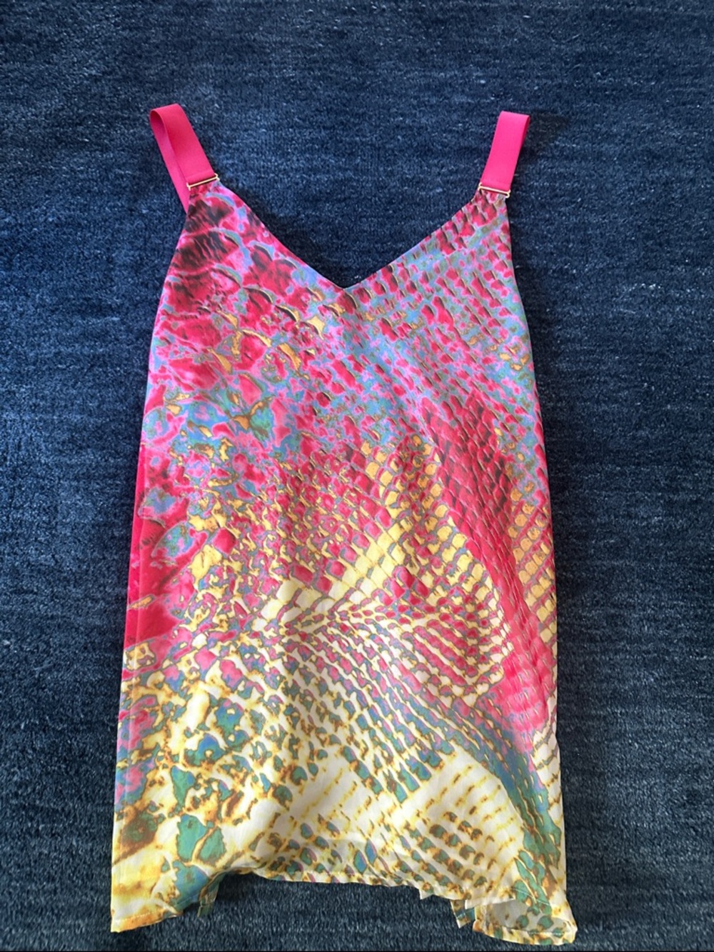Ramy Brook Multicolor Snake-Print Silk Cami – Pink, Yellow, Teal